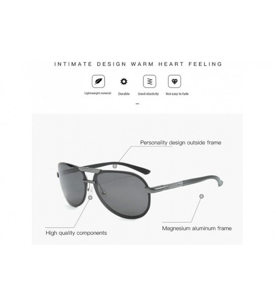 Round Outdoor polarized sunglasses men's riding double beam metal frog mirror sunglasses - Black Grey C1 - CD190600E05 $33.93