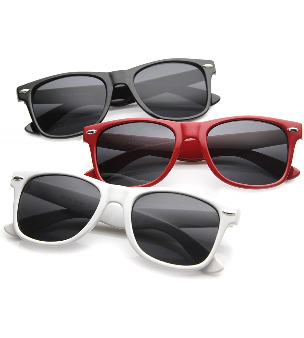 Wayfarer Classic Eyewear 80's Retro Large Horn Rimmed Style Sunglasses (3-pack (Blk + White + Red)) - CW184C3E750 $40.16