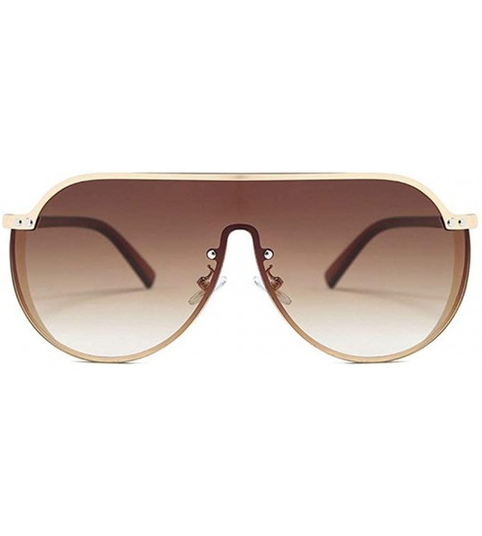 Square 2019 new fashion half frame punk unisex brand retro luxury men's driving sunglasses UV400 - Gold&tea - CI18T2IS7UQ $23.33