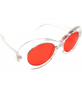 Oval Oval Round Retro Sunglasses Color Tint or Smoke Lenses - Clear- Rose - C5187W5O5Z0 $16.63