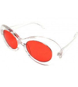 Oval Oval Round Retro Sunglasses Color Tint or Smoke Lenses - Clear- Rose - C5187W5O5Z0 $16.63