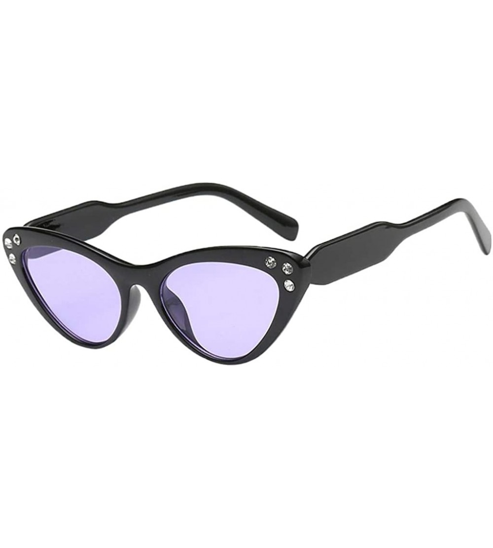 Cat Eye Fashion Rhinestone Cat Eye Sunglasses Womens Vintage Shades Plastic Frame - Purple - C8198CNK2CE $25.61