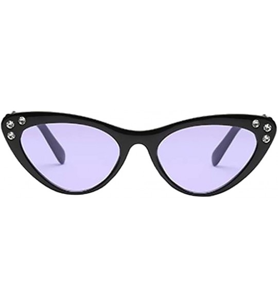 Cat Eye Fashion Rhinestone Cat Eye Sunglasses Womens Vintage Shades Plastic Frame - Purple - C8198CNK2CE $25.61