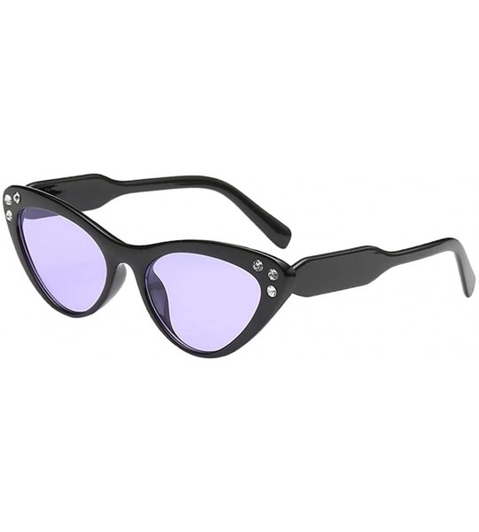 Cat Eye Fashion Rhinestone Cat Eye Sunglasses Womens Vintage Shades Plastic Frame - Purple - C8198CNK2CE $25.61