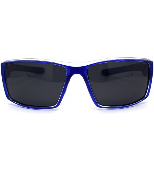 Rectangular Polarized 90s Sport Rectangle Light Weight Plastic Sunglasses - Blue Clear Black - CM195ECYML7 $22.81