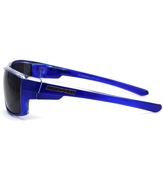 Rectangular Polarized 90s Sport Rectangle Light Weight Plastic Sunglasses - Blue Clear Black - CM195ECYML7 $22.81