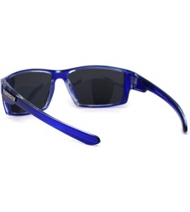 Rectangular Polarized 90s Sport Rectangle Light Weight Plastic Sunglasses - Blue Clear Black - CM195ECYML7 $22.81