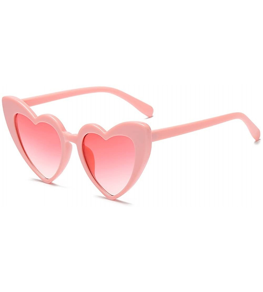 Wrap Love Heart Shaped Sunglasses for Women - Vintage Cat Eye Mod Style Retro Glasses - Pink - C0189AKNGZT $19.31