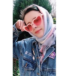 Wrap Love Heart Shaped Sunglasses for Women - Vintage Cat Eye Mod Style Retro Glasses - Pink - C0189AKNGZT $19.31