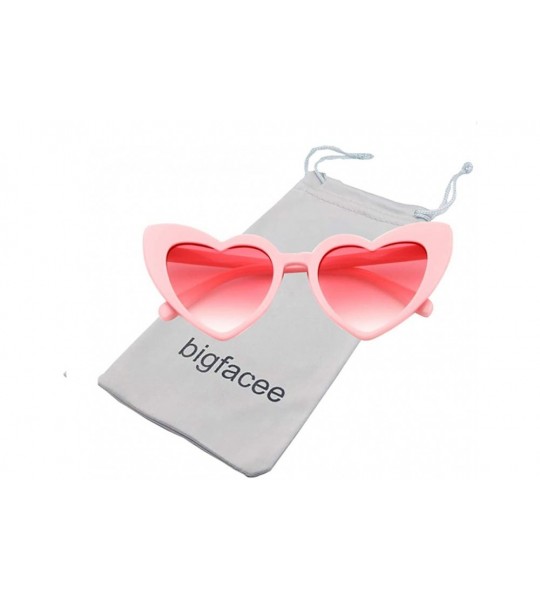 Wrap Love Heart Shaped Sunglasses for Women - Vintage Cat Eye Mod Style Retro Glasses - Pink - C0189AKNGZT $19.31