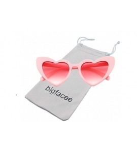 Wrap Love Heart Shaped Sunglasses for Women - Vintage Cat Eye Mod Style Retro Glasses - Pink - C0189AKNGZT $19.31