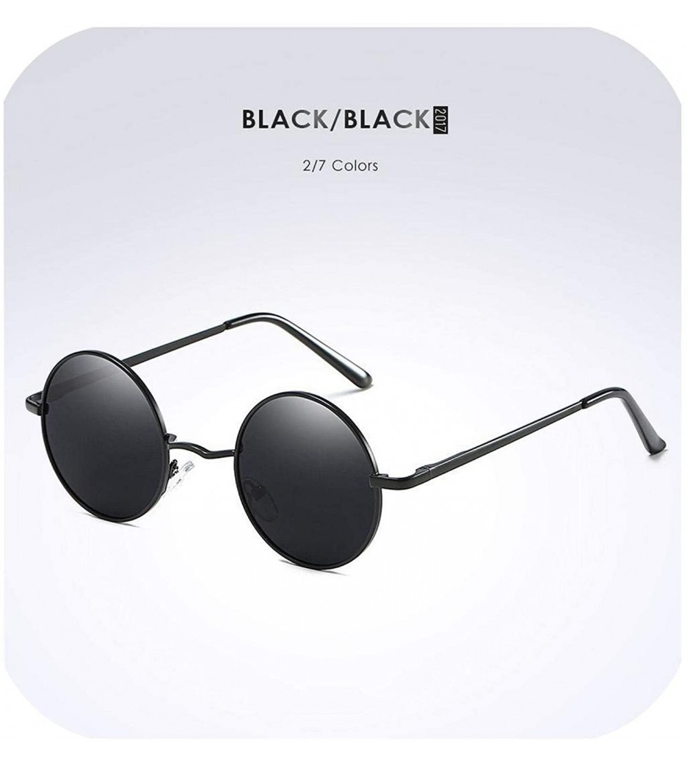 Oversized 2019 Fashion Show Style Glasses Real Polarized Sunglasses Vintage Sunglass Round Uv400 Black Lens - Balck Frame - C...