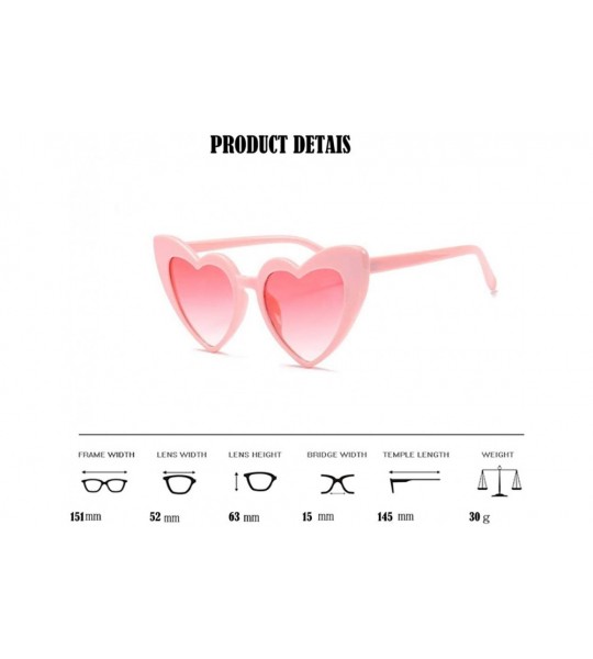 Wrap Love Heart Shaped Sunglasses for Women - Vintage Cat Eye Mod Style Retro Glasses - Pink - C0189AKNGZT $19.31