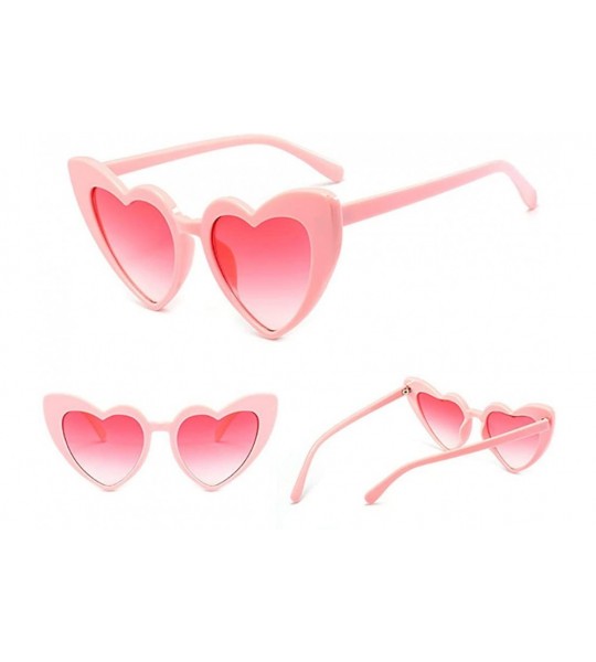 Wrap Love Heart Shaped Sunglasses for Women - Vintage Cat Eye Mod Style Retro Glasses - Pink - C0189AKNGZT $19.31