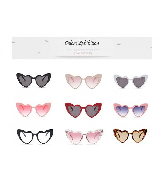 Wrap Love Heart Shaped Sunglasses for Women - Vintage Cat Eye Mod Style Retro Glasses - Pink - C0189AKNGZT $19.31