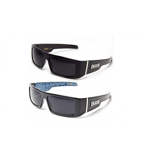 Wrap Gangsta Sunglasses Various Combos 58 Style - 2 Pack Black Plain and Blue Bandana - C1199LWQQU0 $39.01