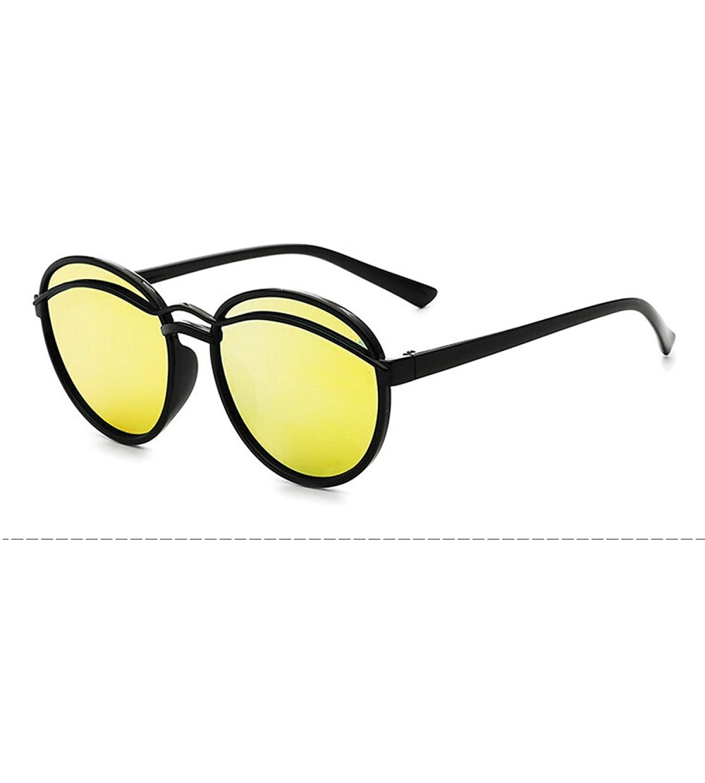Oval Classic style Round Sunglasses for Men or Women Plate Resin UV 400 Protection Sunglasses - Gold - CA18SZTEOUH $29.09