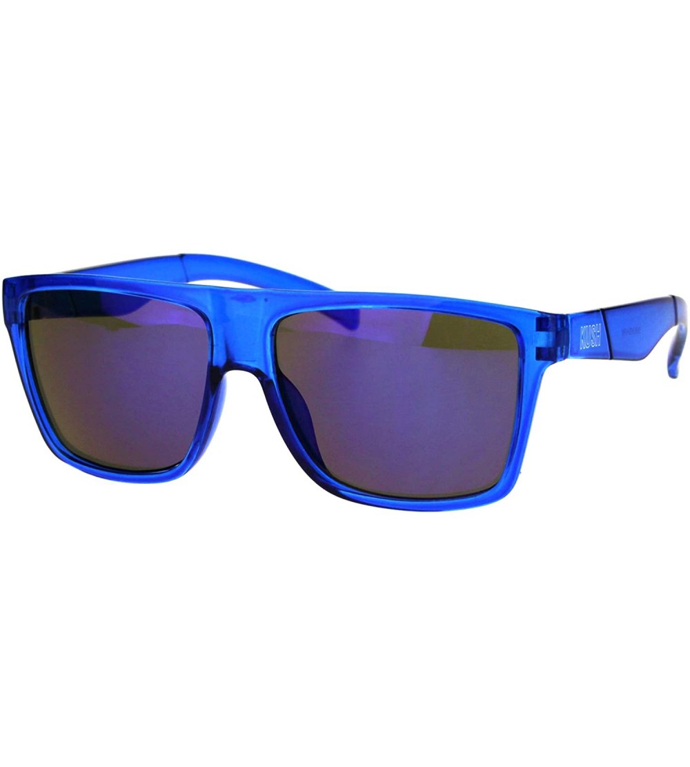 Square KUSH Sunglasses Mens Fashion Square Frame Mirrored Lens UV 400 - Blue (Blue Purple Mirror) - C718IYQ7CXW $21.58