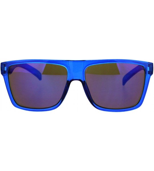 Square KUSH Sunglasses Mens Fashion Square Frame Mirrored Lens UV 400 - Blue (Blue Purple Mirror) - C718IYQ7CXW $21.58