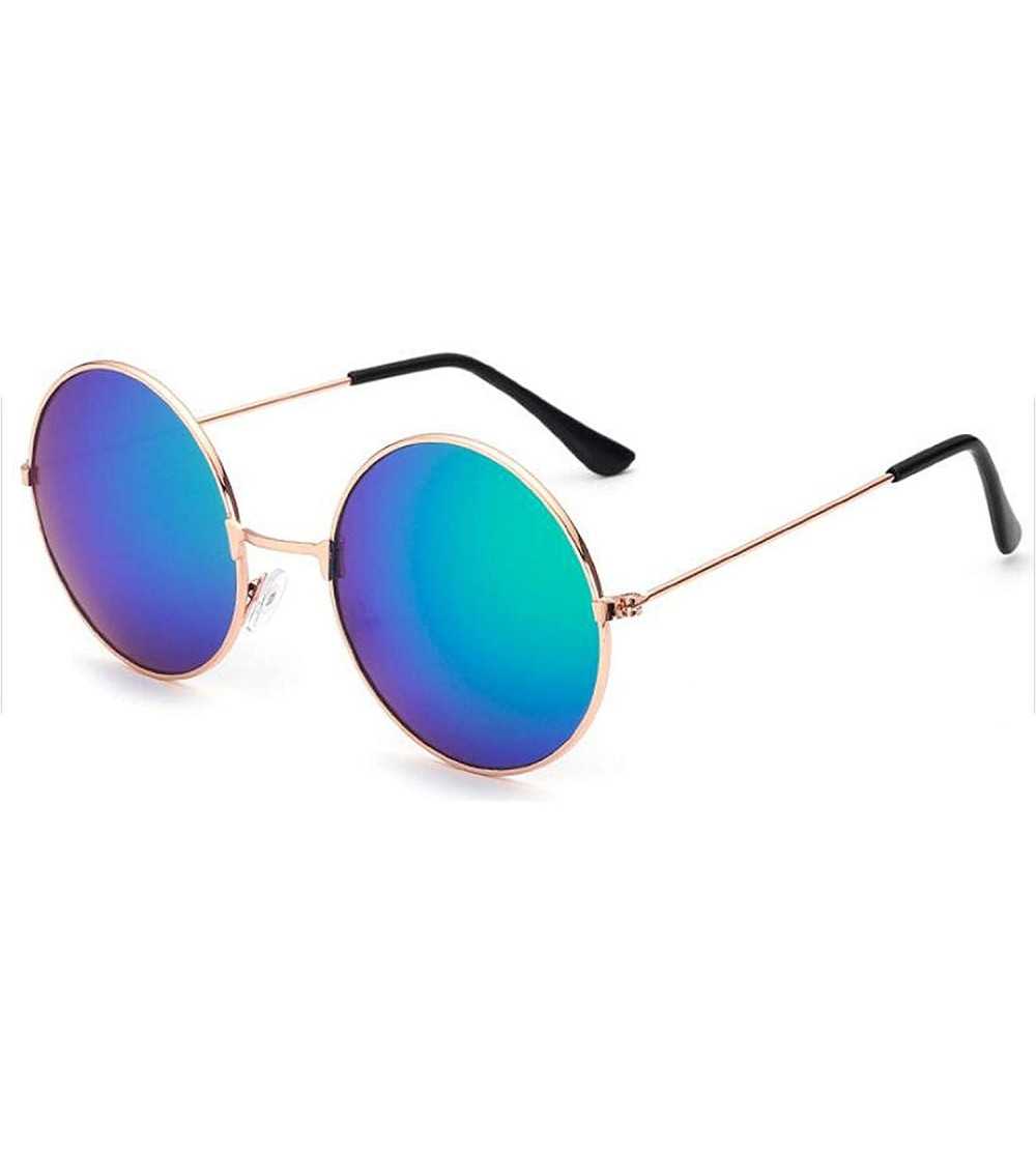 Round Round Glasses Men Women Steampunk Sunglasses Vintage Sunglasse Er 2020 New Mirror UV400 - Green - CO199CN2U2X $31.02