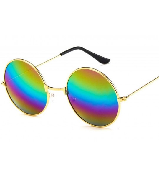 Round Round Glasses Men Women Steampunk Sunglasses Vintage Sunglasse Er 2020 New Mirror UV400 - Green - CO199CN2U2X $31.02