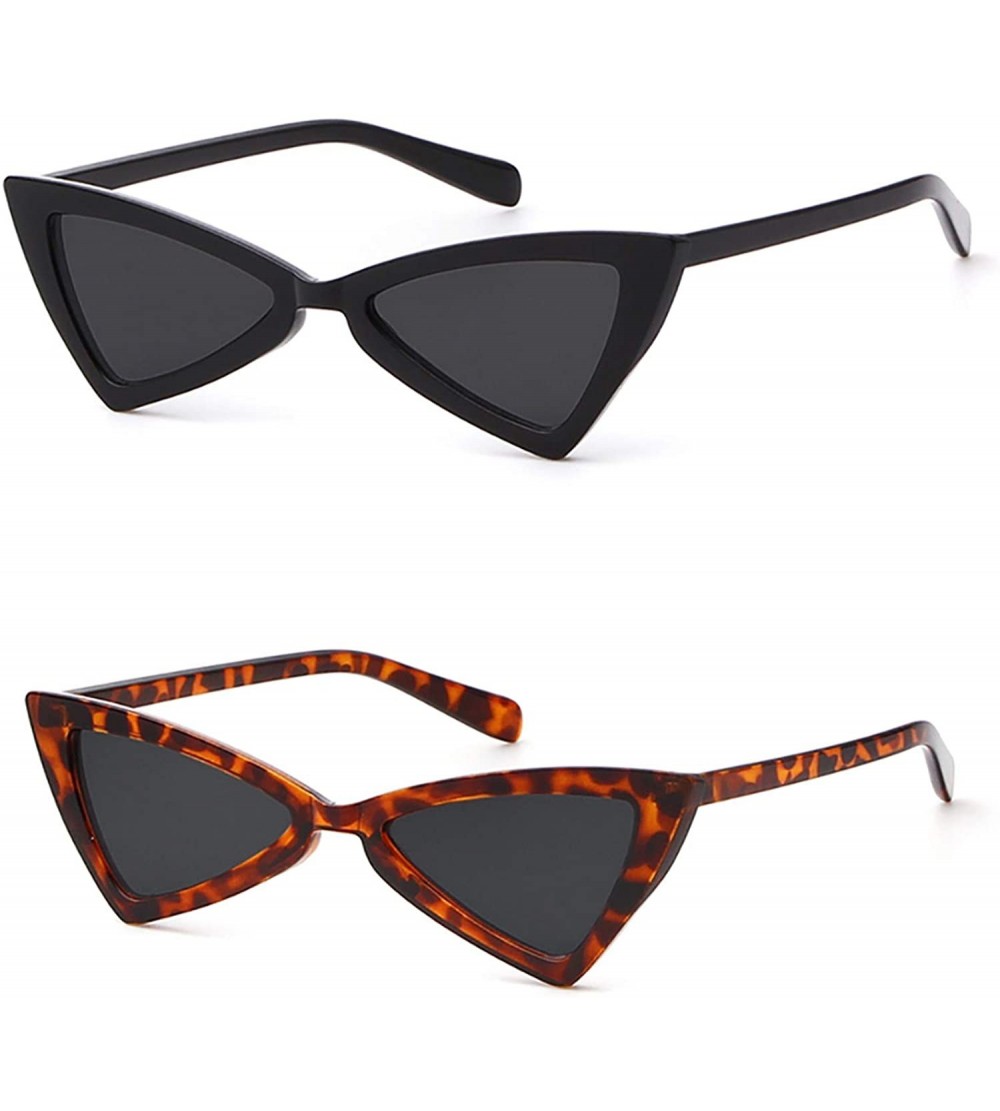 Rimless Cat eye Sunglasses for Women Men High Pointed Triangle Glasses - 2 Packs - CT189005OZZ $25.95