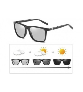 Rectangular Photochromic Polarized Sunglasses Men Women for Day and Night Driving Glasses - A387t-black - CH18YMSMX2L $35.39