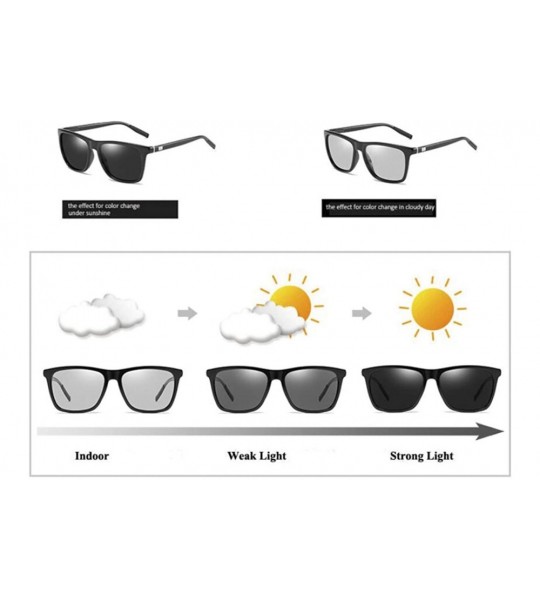 Rectangular Photochromic Polarized Sunglasses Men Women for Day and Night Driving Glasses - A387t-black - CH18YMSMX2L $35.39