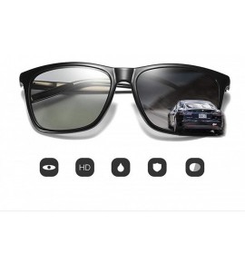 Rectangular Photochromic Polarized Sunglasses Men Women for Day and Night Driving Glasses - A387t-black - CH18YMSMX2L $35.39