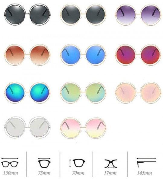 Shield UV400 Round Sunglasses Green Mirror Oversized Vintage Sun Glasses for Women - Blue - CS18U2424E7 $35.31