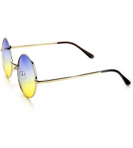 Round Mid Sized Metal Lennon Style Color Tinted Round Sunglasses - Gold Blue-yellow - C211JV5SXNN $19.41