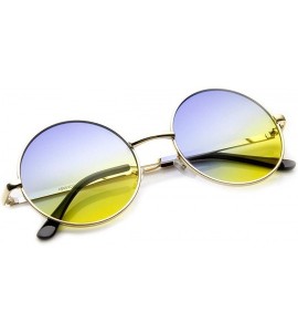 Round Mid Sized Metal Lennon Style Color Tinted Round Sunglasses - Gold Blue-yellow - C211JV5SXNN $19.41