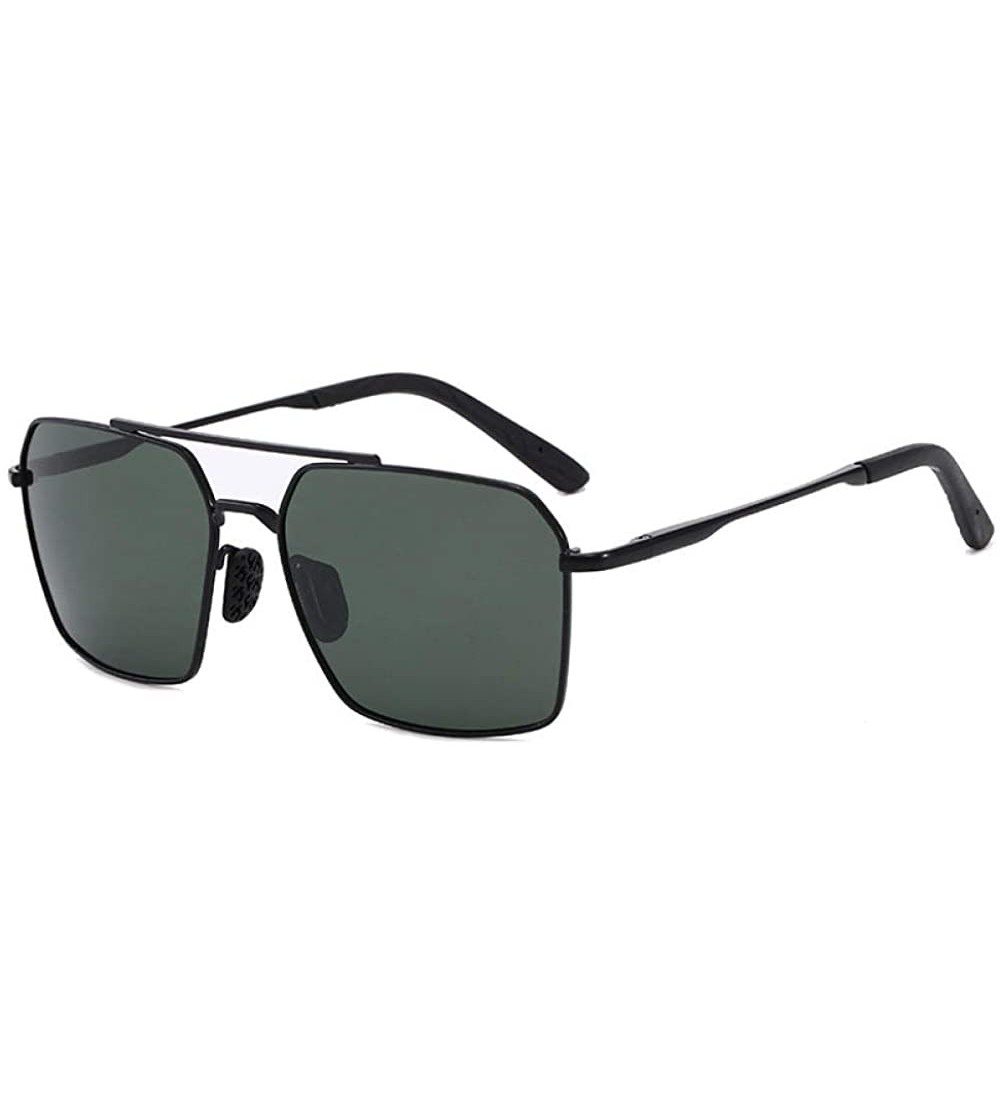 Square Polarized sunglasses driving fishing sunglasses Black - Black Frame Dark Green Film - C2190N2W884 $56.84