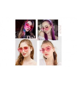 Rimless Heart Shape Sunglasses One Piece Transparent Rimless Candy Color Glasses - B Pink - CI1944AKWU5 $17.32