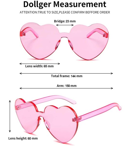 Rimless Heart Shape Sunglasses One Piece Transparent Rimless Candy Color Glasses - B Pink - CI1944AKWU5 $17.32