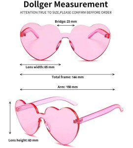 Rimless Heart Shape Sunglasses One Piece Transparent Rimless Candy Color Glasses - B Pink - CI1944AKWU5 $17.32