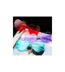 Rimless Heart Shape Sunglasses One Piece Transparent Rimless Candy Color Glasses - B Pink - CI1944AKWU5 $17.32