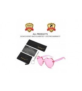 Rimless Heart Shape Sunglasses One Piece Transparent Rimless Candy Color Glasses - B Pink - CI1944AKWU5 $17.32