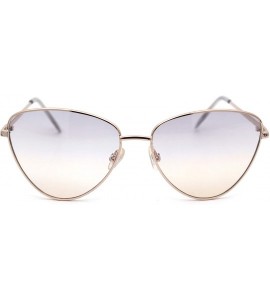 Cat Eye Womens Hippie Tie Dye Gradient Metal Rim Cat Eye Sunglasses - Gold Grey Brown - CJ18Y2NDLZO $23.94