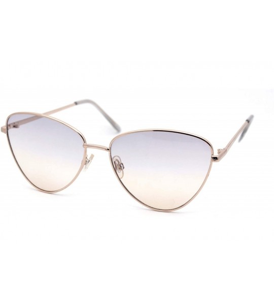 Cat Eye Womens Hippie Tie Dye Gradient Metal Rim Cat Eye Sunglasses - Gold Grey Brown - CJ18Y2NDLZO $23.94