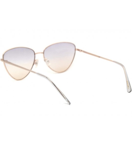 Cat Eye Womens Hippie Tie Dye Gradient Metal Rim Cat Eye Sunglasses - Gold Grey Brown - CJ18Y2NDLZO $23.94