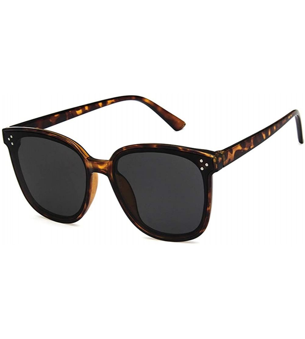 Square Unisex Sunglasses Fashion Bright Black Grey Drive Holiday Square Non-Polarized UV400 - Leopard Grey - CL18RKGACD5 $17.79