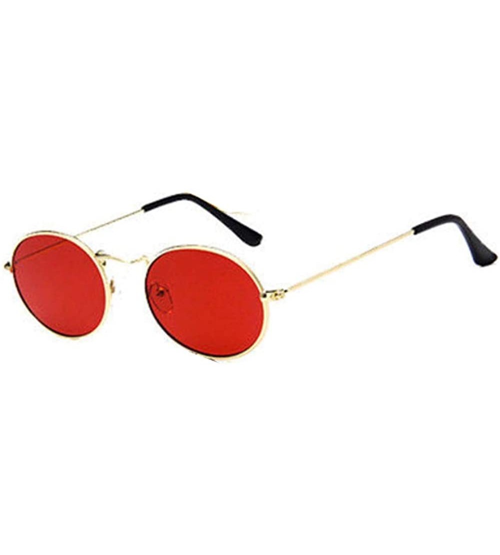 Oval Women Retro Vintage Oval Sunglasses Summer Fashion Ellipse Metal Frame UV400 Sun Glasses - B - C818UOQC266 $17.25