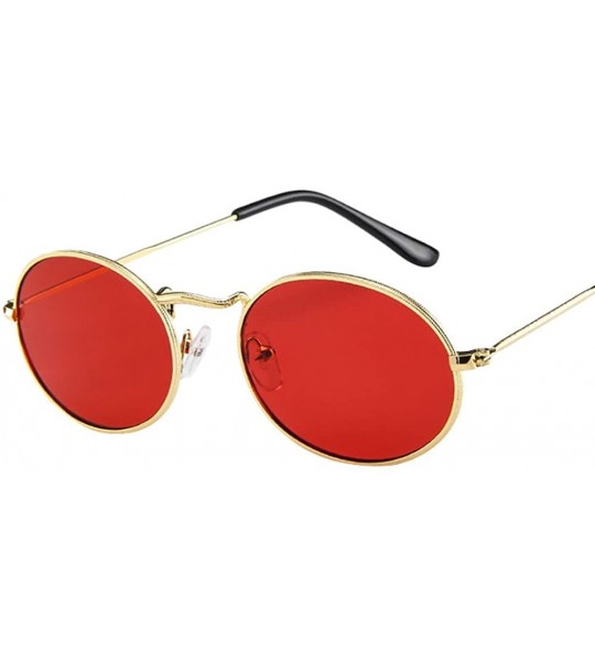 Oval Women Retro Vintage Oval Sunglasses Summer Fashion Ellipse Metal Frame UV400 Sun Glasses - B - C818UOQC266 $17.25