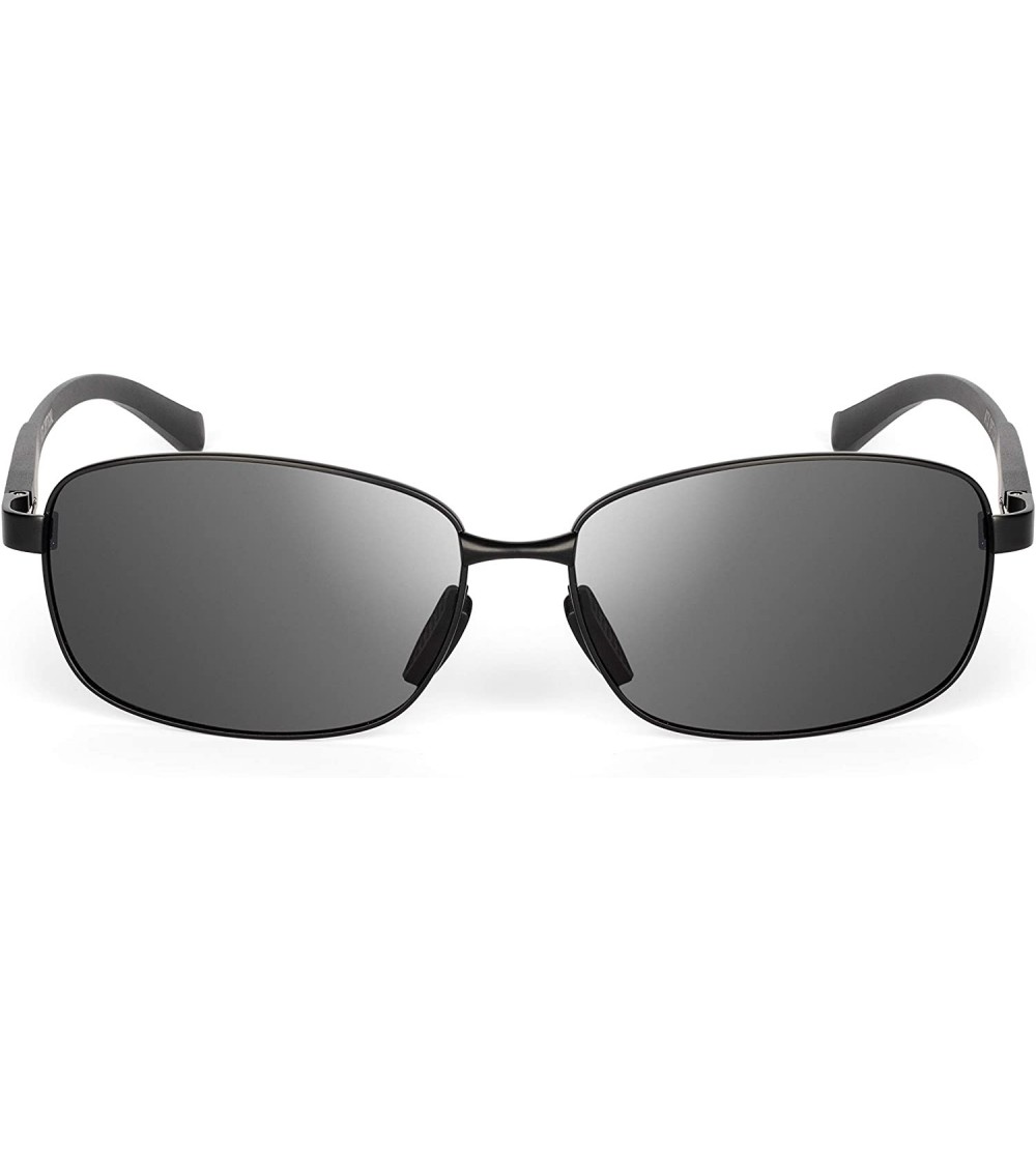 Oversized XXL extra large Rectangular oversized Polarized Sunglasses for big wide heads 150mm metal frame - Black - CN199MZYK...