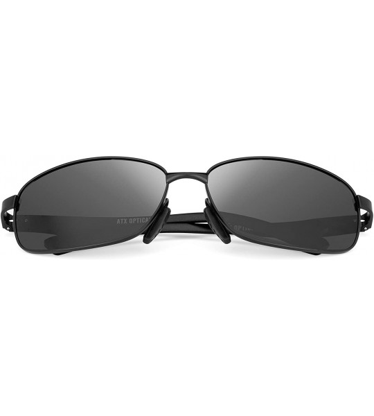 Oversized XXL extra large Rectangular oversized Polarized Sunglasses for big wide heads 150mm metal frame - Black - CN199MZYK...