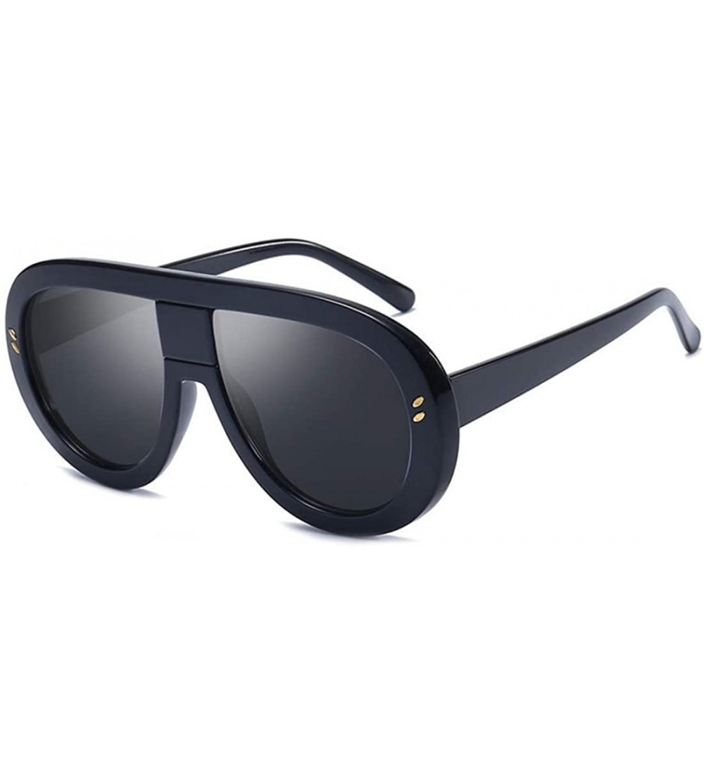 Square Unisex Fashion Oversized Plastic Lenses Sunglasses UV400 - Black - CW18NNKEMXX $18.46