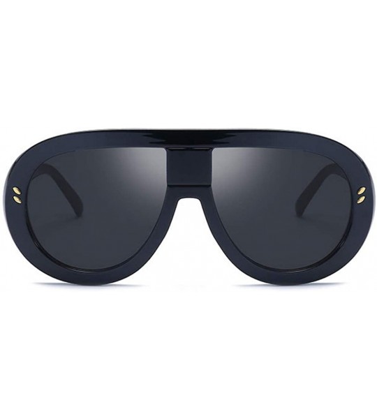 Square Unisex Fashion Oversized Plastic Lenses Sunglasses UV400 - Black - CW18NNKEMXX $18.46