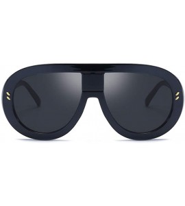 Square Unisex Fashion Oversized Plastic Lenses Sunglasses UV400 - Black - CW18NNKEMXX $18.46