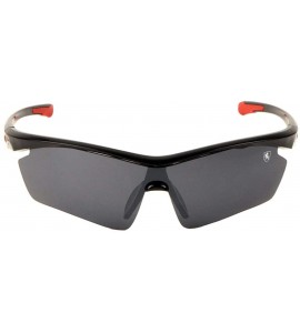 Shield Lightweight Thin Temple Rimless Geometric Curved One Piece Shield Lens Sports Sunglasses - Black Red - CQ199IM4L58 $34.79